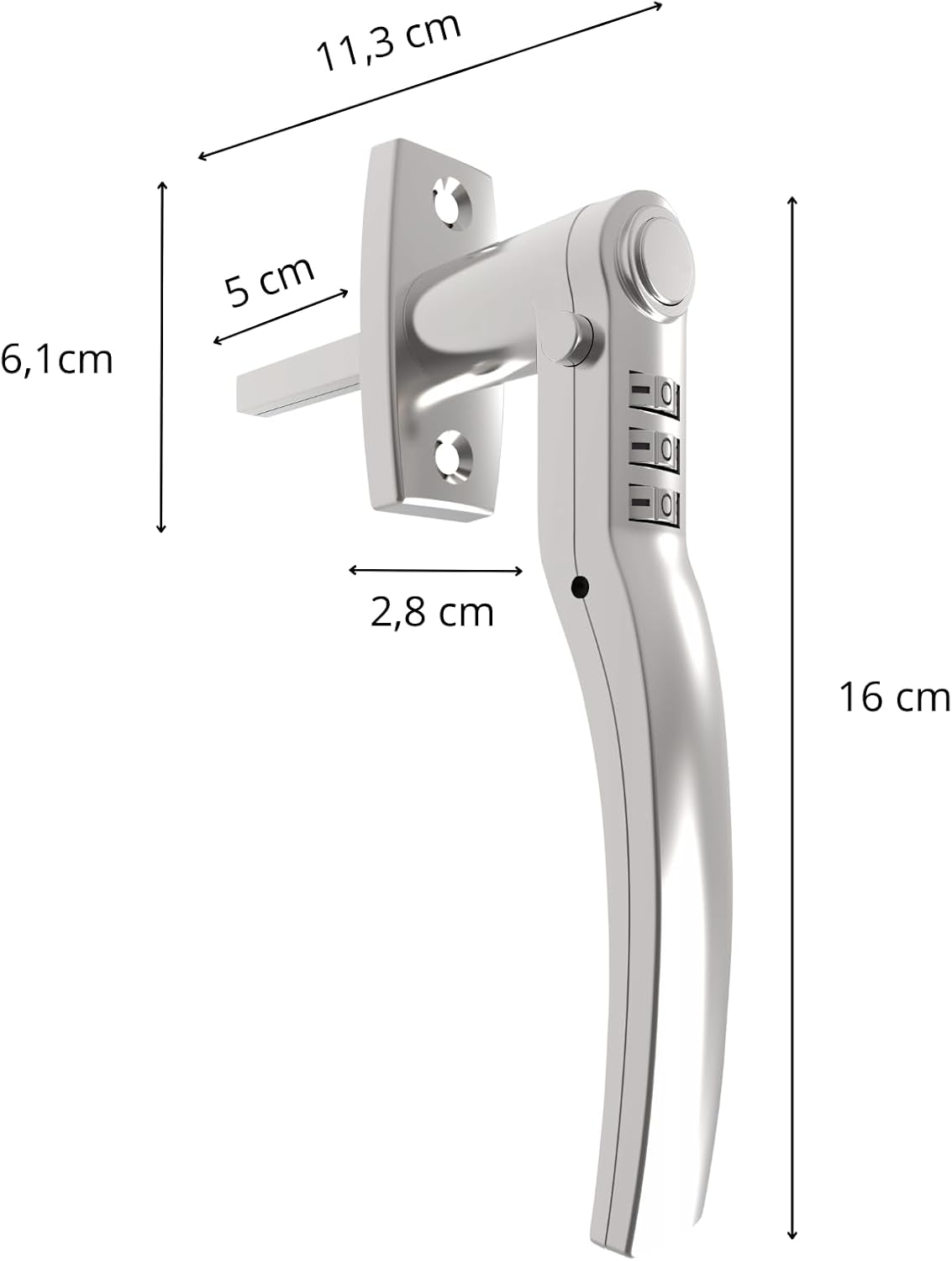 HOME It Universal Window Handle With Code - Keyless Security - For Windows & Doors - Right/Left Installation - Heavy Duty Zinc Alloy - Satin Finish