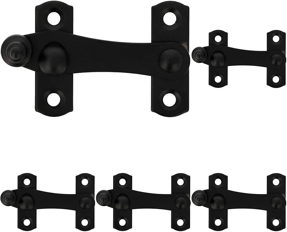 Amig - Black Knocker For Shutters With Reverse Attachment Mod. 3-75 X 46 Mm - Anti-shock And Breakage Safety Lock For Windows - Made Of Steel - With Screws