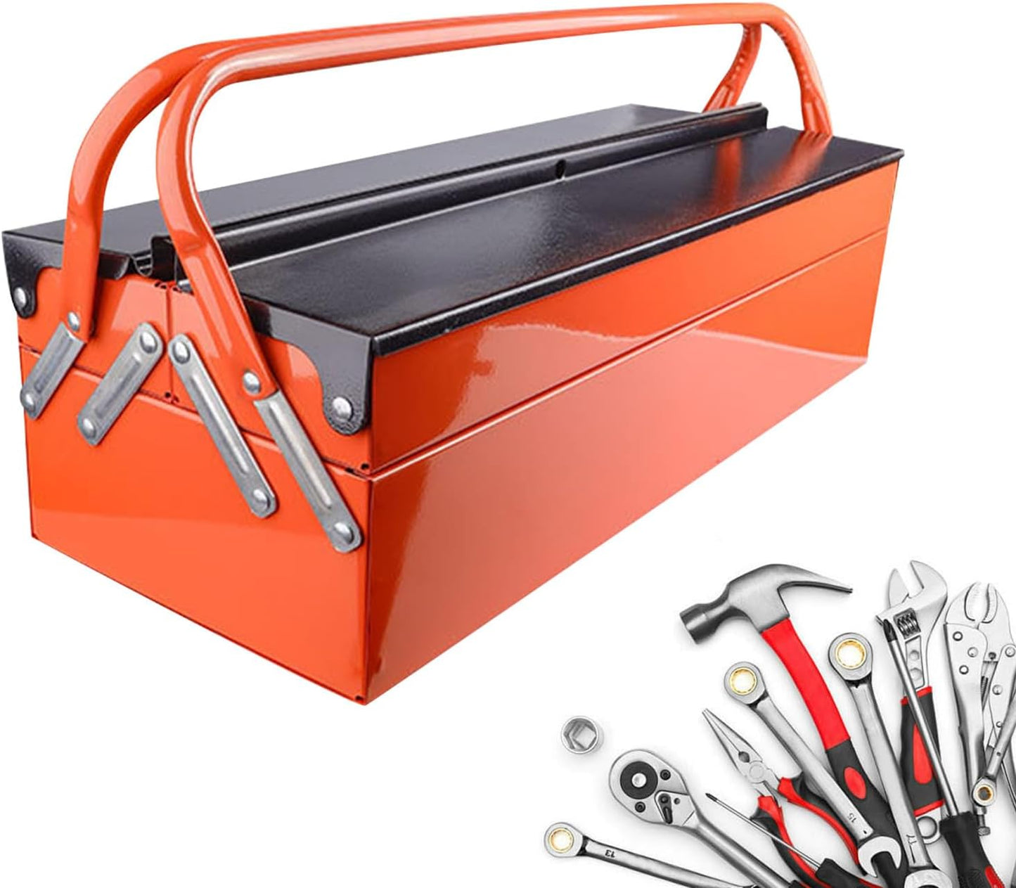 Boîte à Outils, Boîte à Outils Pliable, Corps Pliable Résistant à La Rouille, Système De Compartiments à Plusieurs Niveaux, Solution D'organisation Pour Bureaux, Garage Et Projets Domestiques