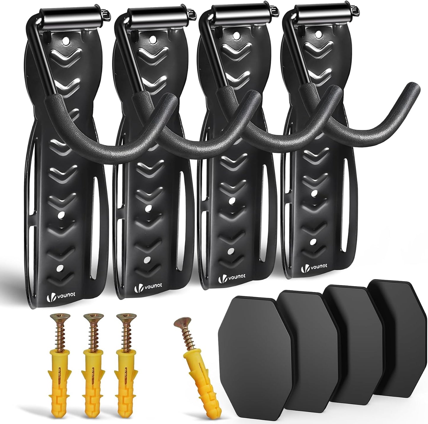 VOUNOT® Lot De 4 Support De Vélo Mural Crochet De Mur Pour Cintre De Vélo Idéal Pour Garage Maison Décoration Support Mural De Rangement Robuste En Forme L Noir
