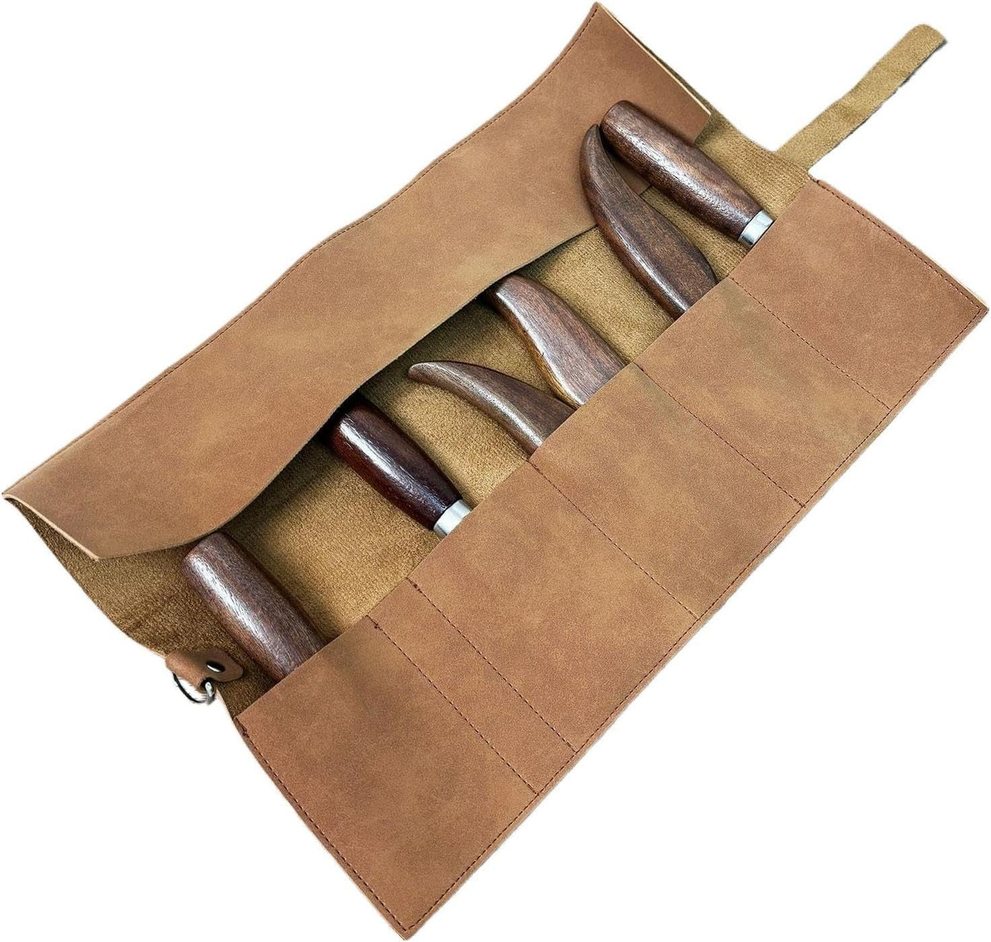 Genérico Étui Porte-outils à Rouleau En Cuir – Portable Rétro 5 Compartiments Fait à La Main – Sac Porte-outils Enroulable | Pour Tournevis, Burins, Tournevis, Clés, Plombiers, Cuisiniers électriciens