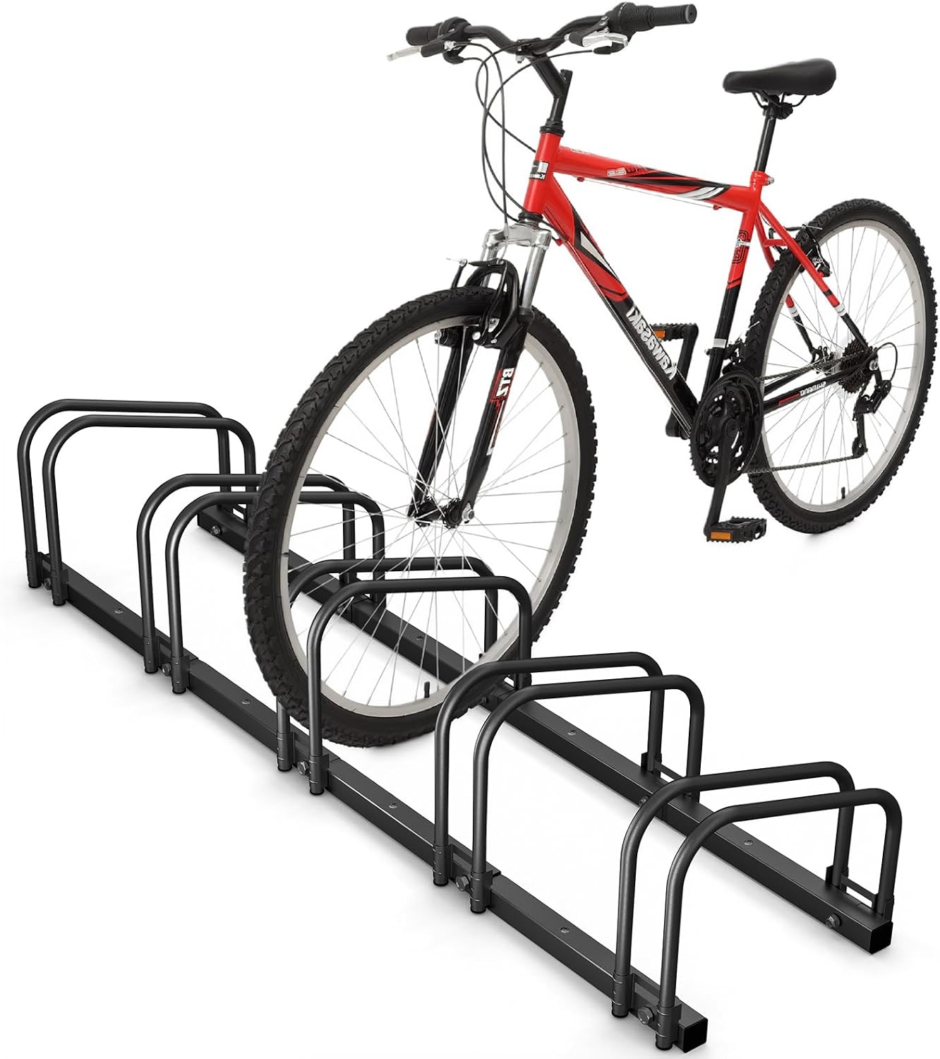 Vounot® Râtelier Vélo 4 Vélos Range Vélo Système Range Vélo Rangement Pour Vélo Support Pour Bicyclette Sol Ou Mural En Acier Revêtu Support De Rangement Vélo Jardin Ou Garage Râtelier Familial