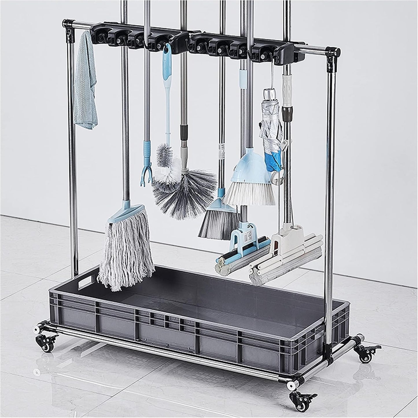 Support à Balais – Chariot à Outils De Nettoyage Sur Pied Pour Le Jardin Et Le Rangement – Idéal Pour Les écoles Et Les Entreprises – Fournitures Ménagères Essentielles