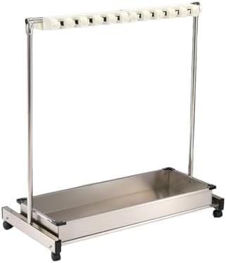 GENERIC Support De Balai Mobile, égouttoir à Balais Sur Pied En Acier Inoxydable, Chariot à Outils De Nettoyage Avec Crochets Pour écoles Et Restaurants, Argent, 68 X 51 X 109 Cm, A