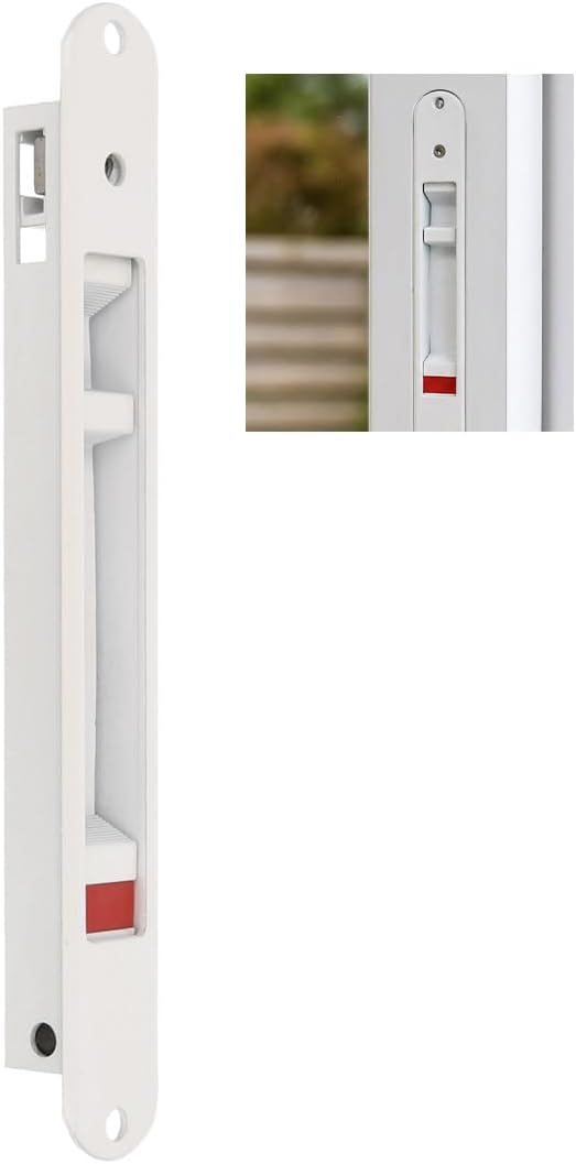  Amig - Recessed Lock For Aluminium Windows And Sliding Doors - Recessed Hook Lock - Dimensions: 174 X 23 Mm - Colour White - Rounded Edge - Installation With Screws