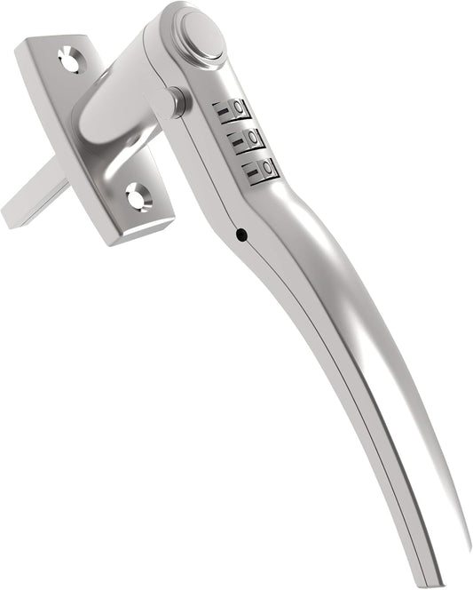  HOME It Universal Window Handle With Code - Keyless Security - For Windows & Doors - Right/Left Installation - Heavy Duty Zinc Alloy - Satin Finish