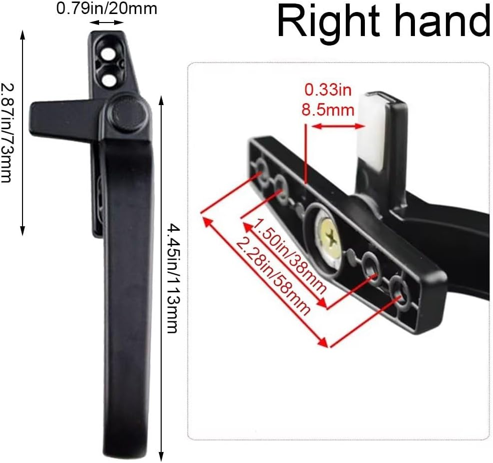  Window Handle, Replacement Aluminum Alloy Window Casement Handle, Right/Left Window Handle, Window Lock Handle, Window Hardware Kit