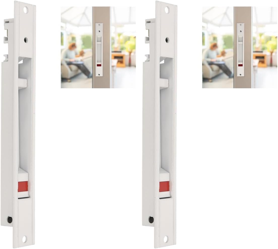  Amig - Recessed Lock For Windows And Sliding Doors In Aluminium - Recessed Hook Lock - Dimensions: 174 X 23 Mm - Colour White - Square Edge - Installation With Screws