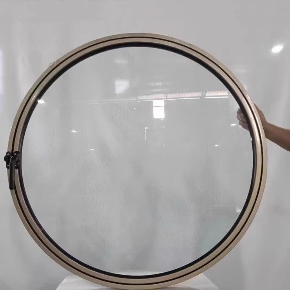  Round Rotating Window Aluminum Alloy Window Wall Mounted Tempered Glass Porthole With Handle Decorative Casement Window For Kitchen And Home, White 3.5cm/21.6"