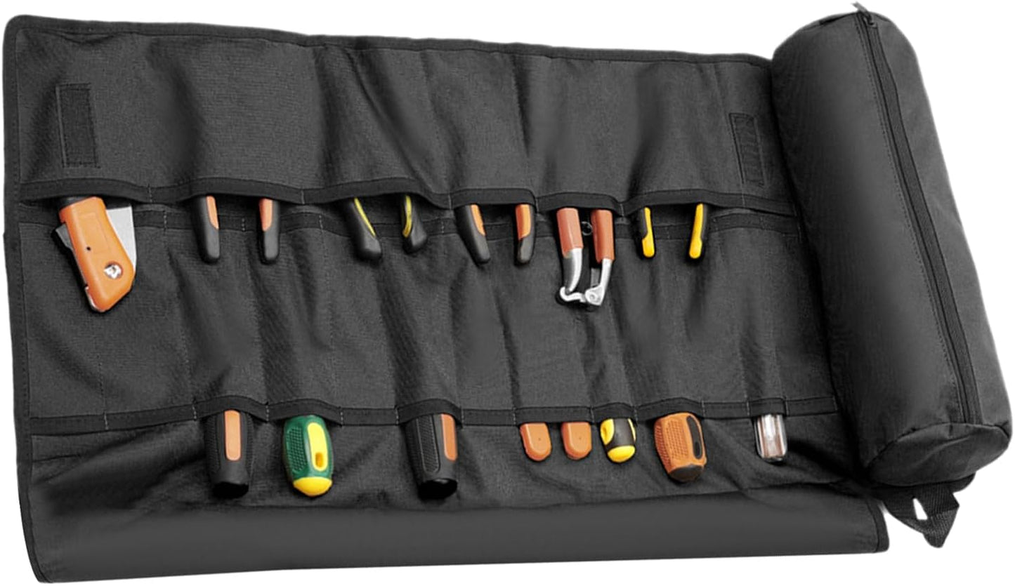  Sac à Outils à Roulettes Avec Poignée, 72 X 36 Cm, Design Imperméable Et Pliable, Matériau Résistant à L'eau Pour Cyclisme, Réparations En Plein Air, Noir Et Marron