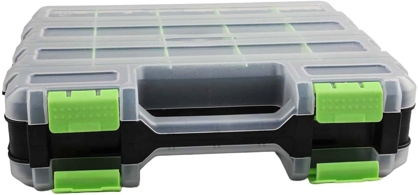  Entgoinggo Boîte De Rangement à Outils Double Face, Avec 34 Compartiments En Polypropylène, Avec Séparateurs Amovibles, Pour Vis, écrous, Boulons, Boîte Transparente, Avec Poignée, Pour Garage