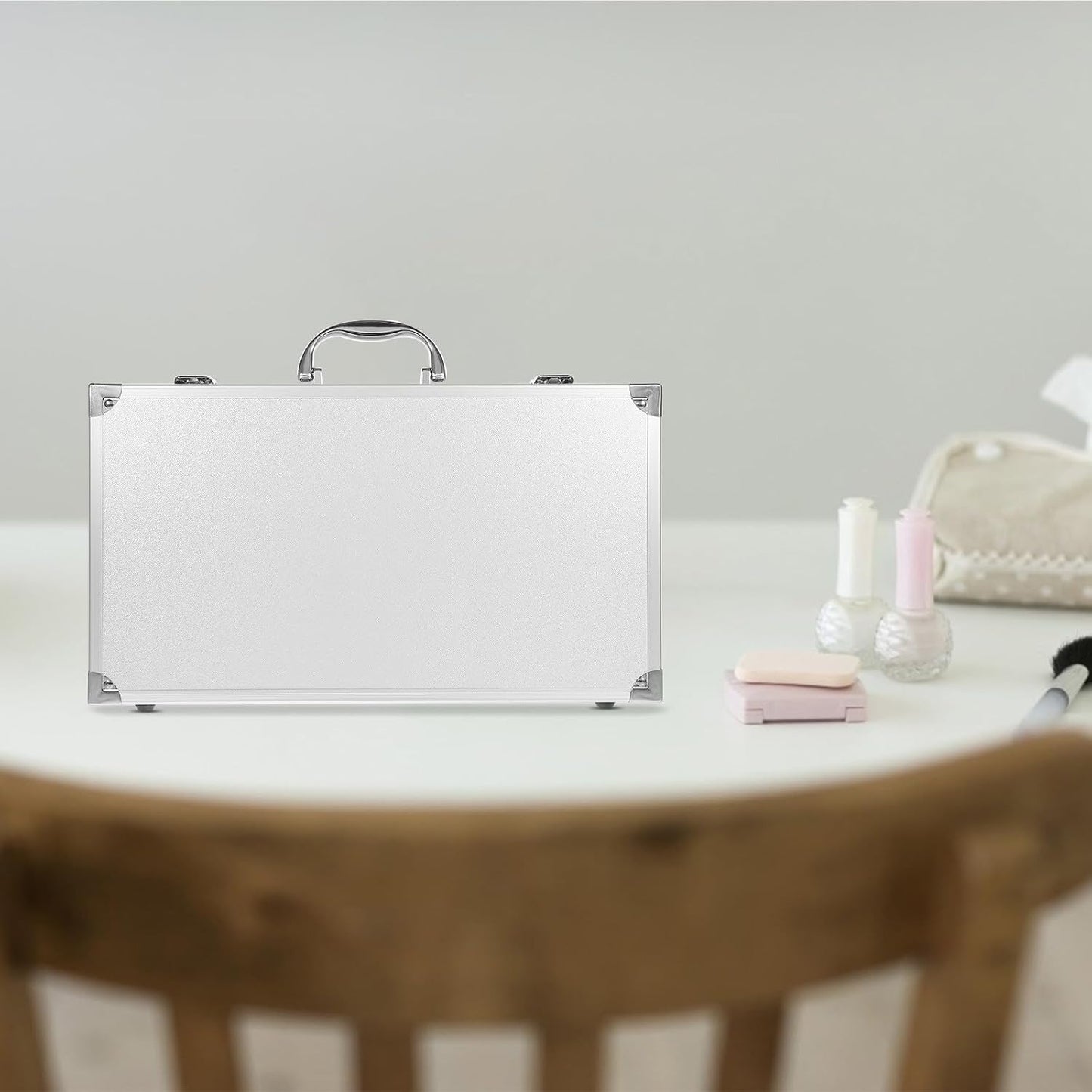 YARNOW Mallette Rigide En Alliage D'aluminium Blanche Grosse Capacité, Légère Et Facile à Transporter, Pour Outils Et Usage Extérieur