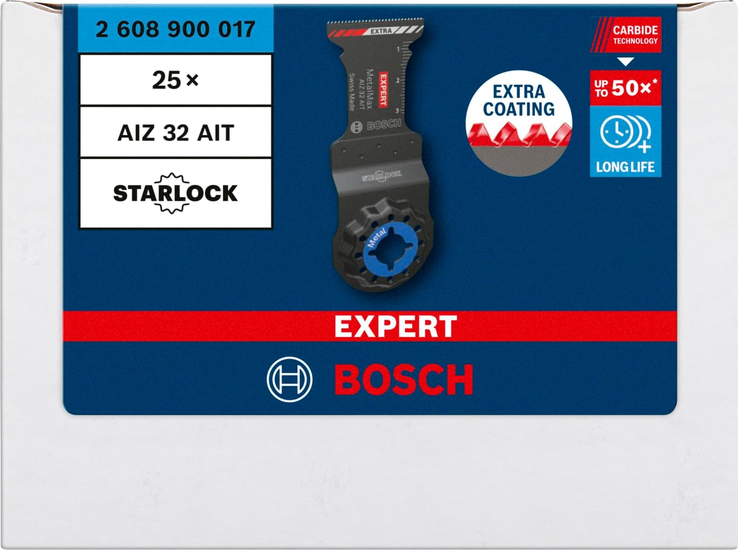  Bosch Accessories 1x Lame Pour Outil Multifonction Expert MetalMax AIZ 32 AIT (pour Acier, Acier Inoxydable, Largeur 32 Mm, Accessoire Outil Multifonction), Noir