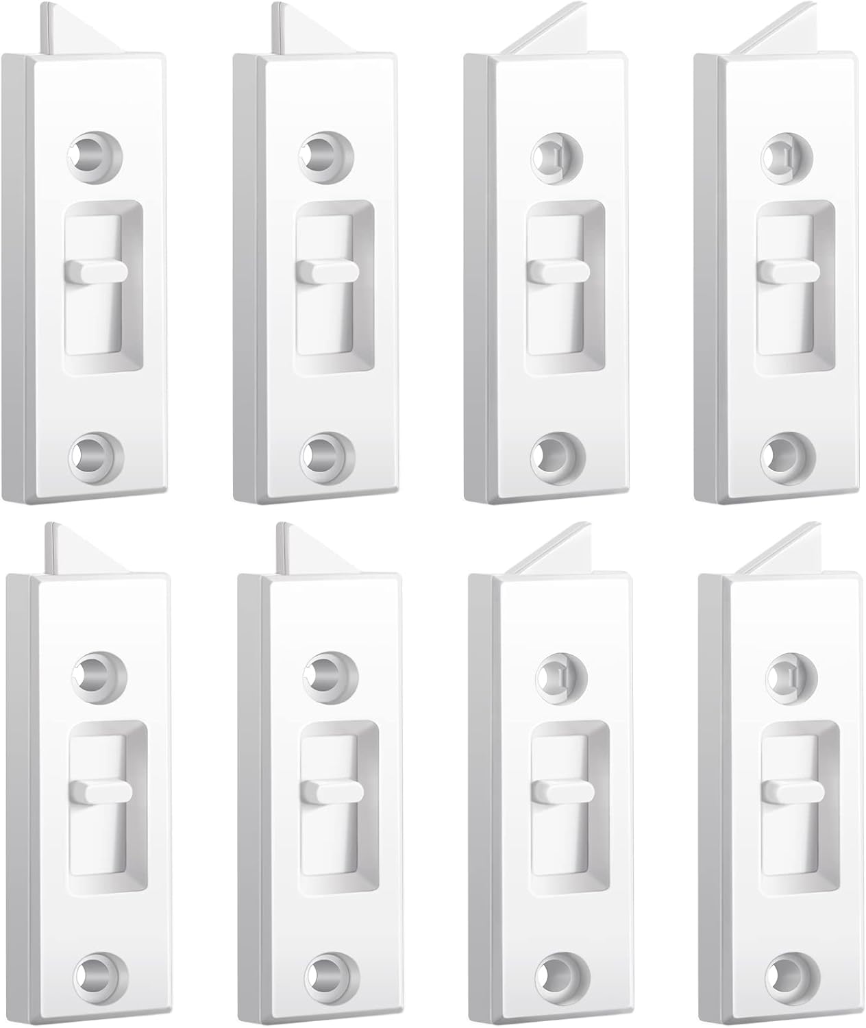  Lot De 8 Loquets De Fenêtre Et Quincaillerie De Fenêtre En Plastique Blanc, à Ressort, Espacement Entre Les Trous De 5,1 Cm
