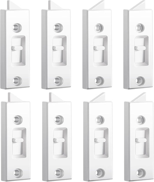  Lot De 8 Loquets De Fenêtre Et Quincaillerie De Fenêtre En Plastique Blanc, à Ressort, Espacement Entre Les Trous De 5,1 Cm