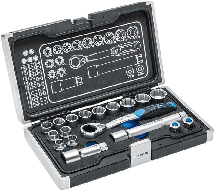  Högert Technik - Trousse à Outils, Coffret D'Outils 3/8" - HT1R465, 36 Pièces