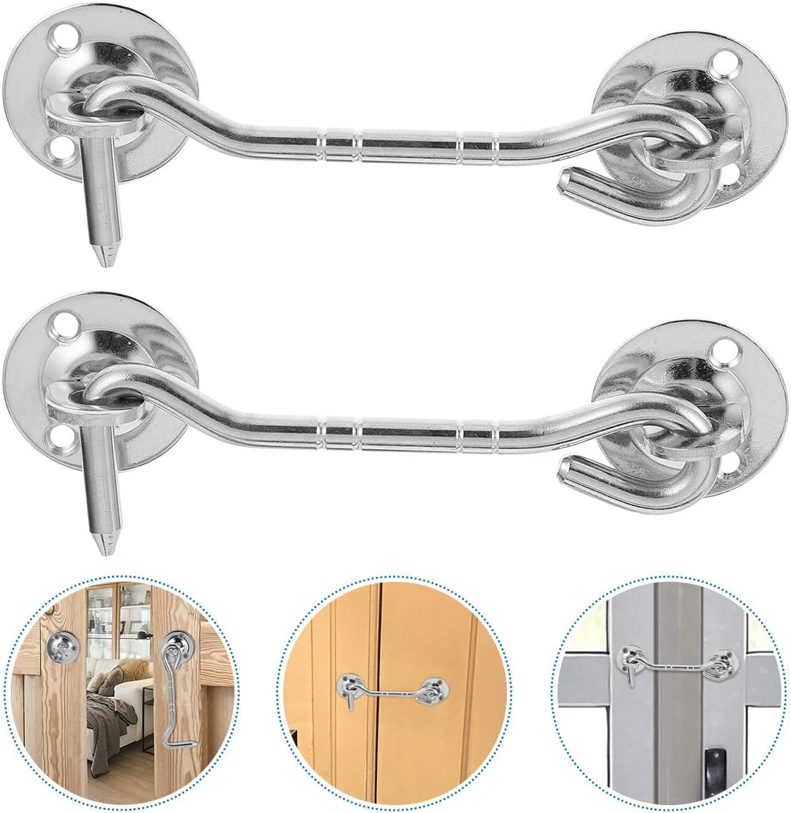  Jojofuny 2 Pièces Crochet De Fenêtre Acier Inoxydable Verrouillage Ancien Résistance Vent Quincaillerie Pour Fenêtre Installation Facile Finition