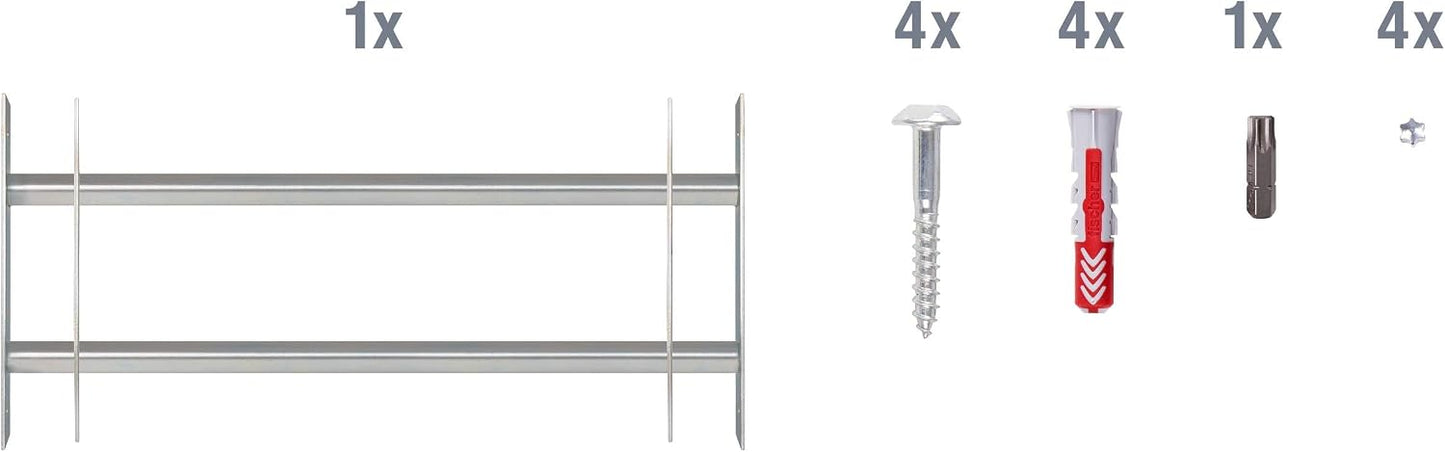  Alberts 563684 Secorino Basic Style Window Grille | Sliding For External Windows | Burglar Protection Grille | Galvanised In Blue | 300 X 700-1050 Mm