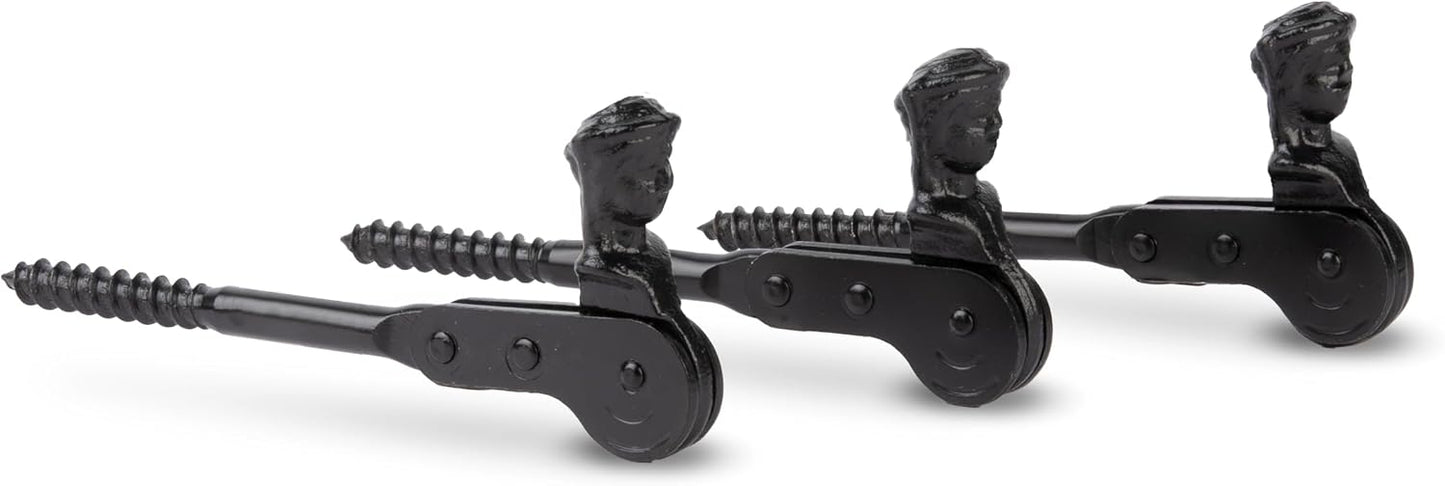  Alberts 307486 Shepherdess Head Shutter Stop | Screw Or Seal | Black Lacquered | 126.5 Mm | Set Of 3 Pieces