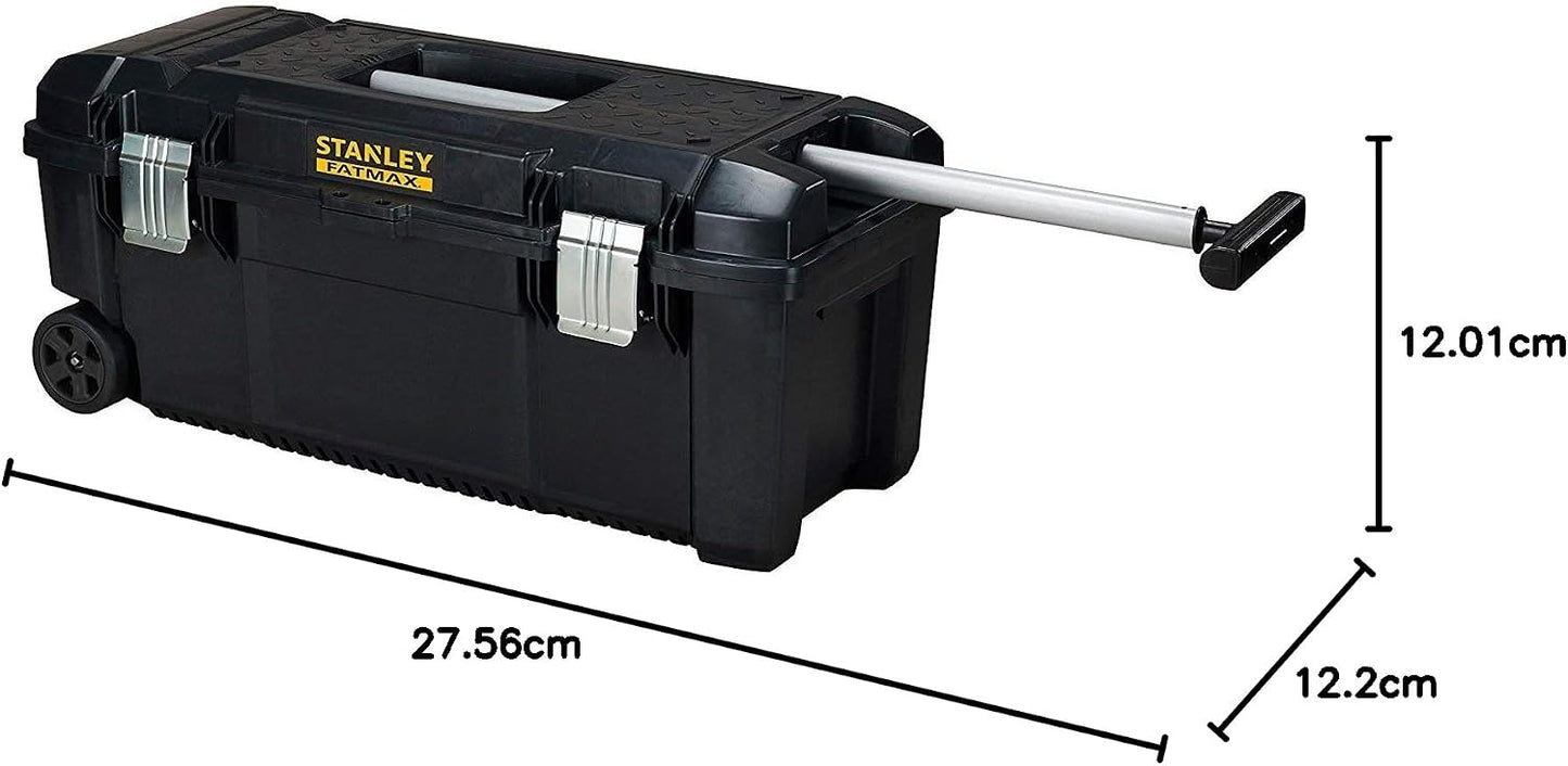  Stanley Fmst1-75761 Gamme Fatmax Boîte À Outils 28" Avec Roues/Poignée Télescopique - Structure Polypropylène - Haute Résistance - Porte-Outils Amovible Noir