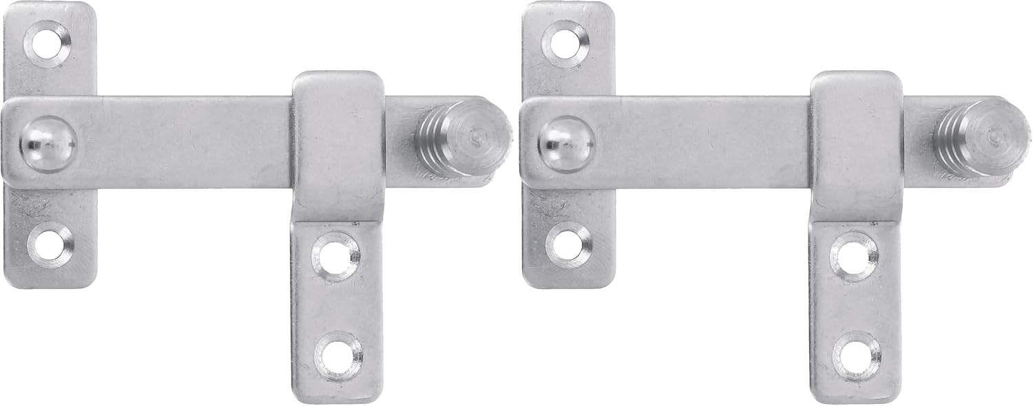  Amig - Levier De Volet Pour Portes, Fenêtres Et Volets | 80 X 46 Mm | Crochet Pour Portes, Fenêtres Et Volets | Serrure Intérieure Et Extérieure | Acier Inoxydable 18/8 Plaqué Argent Brillant