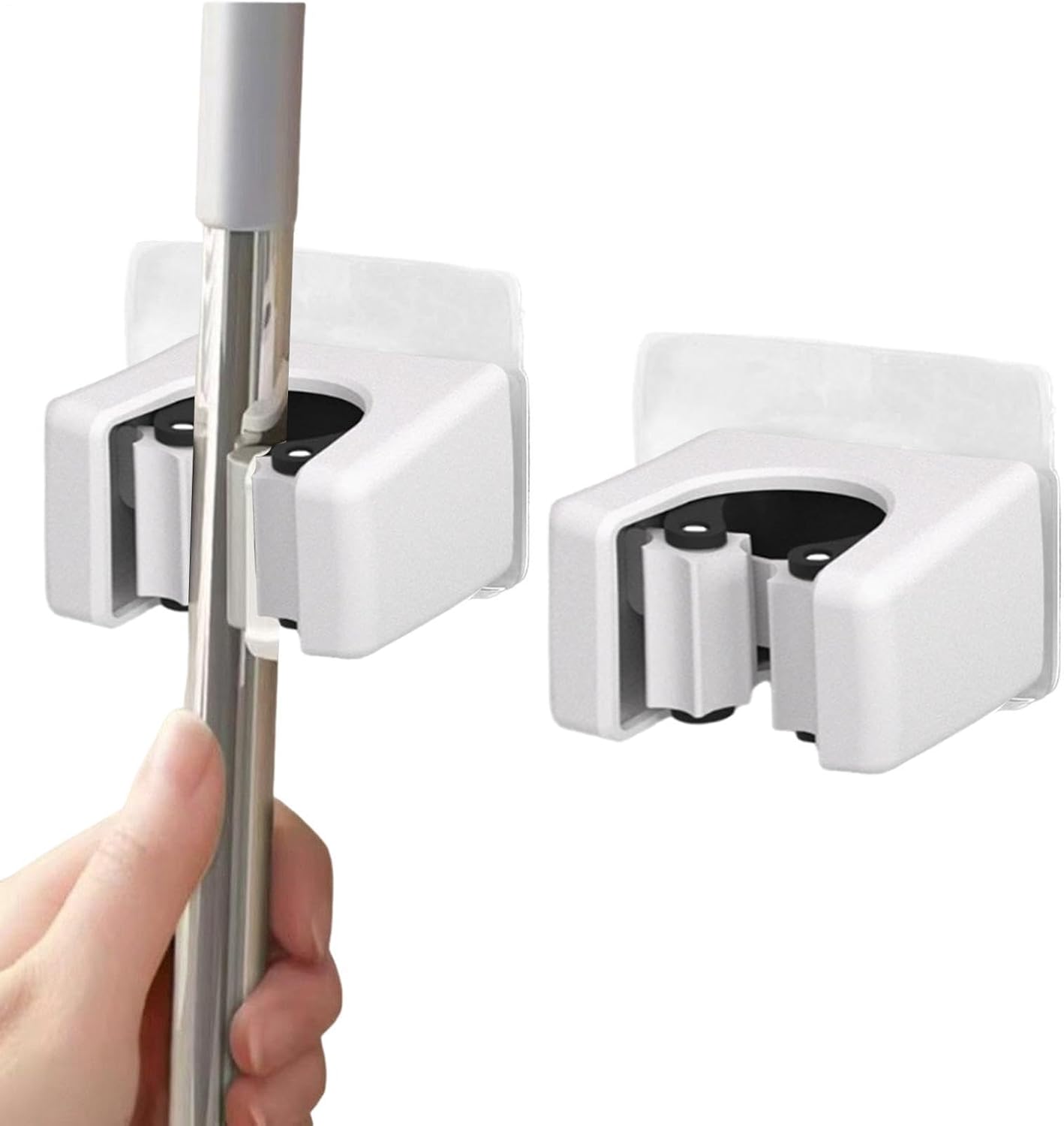  Support Mural Pour Serpillière,Lot De 2 Supports Muraux Gain De Place Robuste - Rangement Pour Outils De Nettoyage Salle De Bain | Pour Pelle Aspirateur Gadgets Maison Bureau Dortoir Camping-Car
