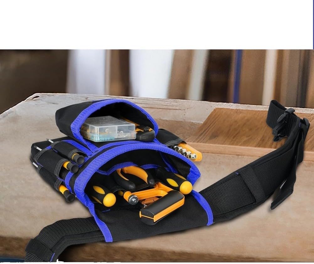  Pochette à Outils Magnétique En Toile Avec Trois Aimants Intégrés Pour Un Rangement Sûr, Ceinture Réglable Qui S'adapte à La Plupart Des Hommes, Design Spacieux Multi-compartiments Pour Entrepreneurs