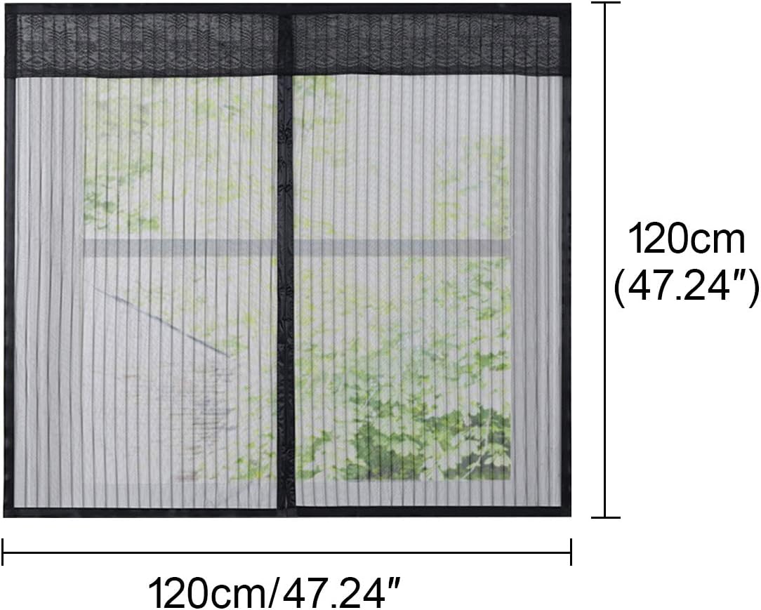  Magnetic Insect Screen For Windows With Insect Protection Magic Tape, Black, 120 X 120 Cm