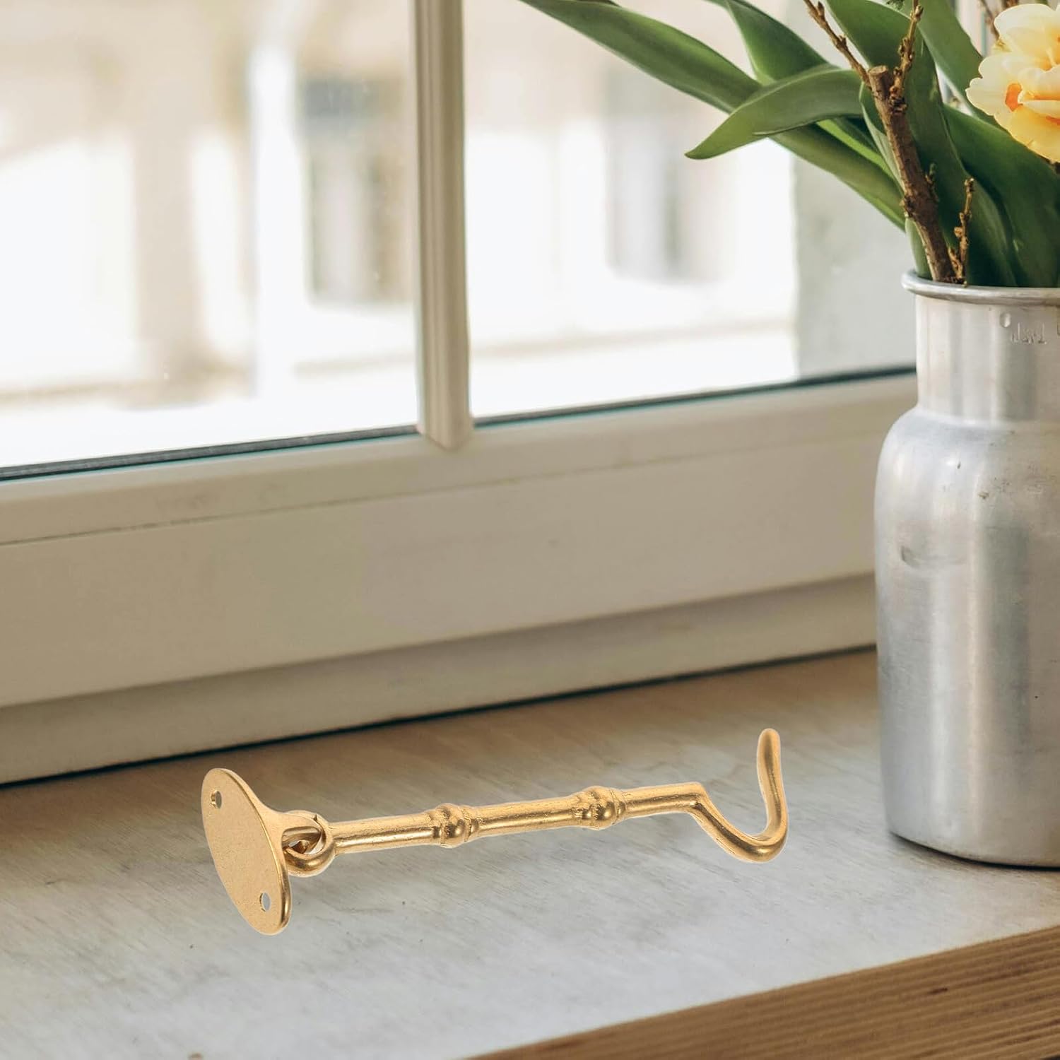 2 Pieces Heavy Duty Brass Door Latch Hook And Eye For Cabin Doors And Windows Wear Resistant And Easy To Install Hanging Hardware Lock
