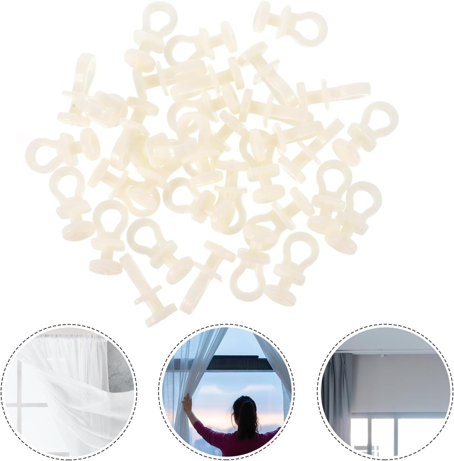  Angoily Lot De 100 Set De Poulies De Rideau En Plastique Beige Silencieuses Rouleaux Pour Rail De Rideau Accessoires De Quincaillerie Pour Fenêtres Adaptés à Usage Domestique Et