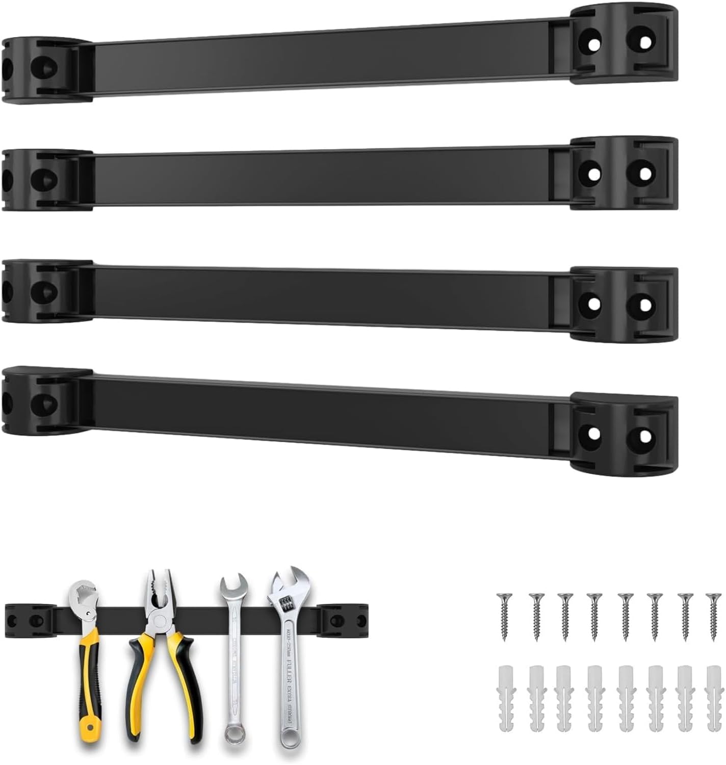  Lot De 4 Supports Magnétiques De 30,5 Cm, Barre Magnétique Avec Revêtement En PVC Pour Garage, Organisateur D'outils De Garage, Bande De Suspension, Support Magnétique Robuste, Facile à