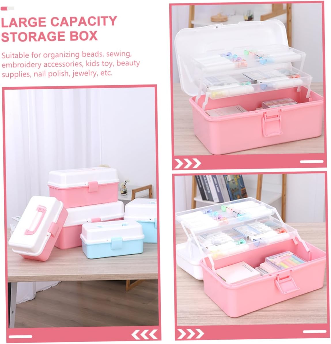  Ciieeo Boîte De Rangement à Plusieurs Niveaux Pour Matériel Art Boîte à Outils De Peinture Portable Coffret De Rangement Pour Fournitures De Bureau