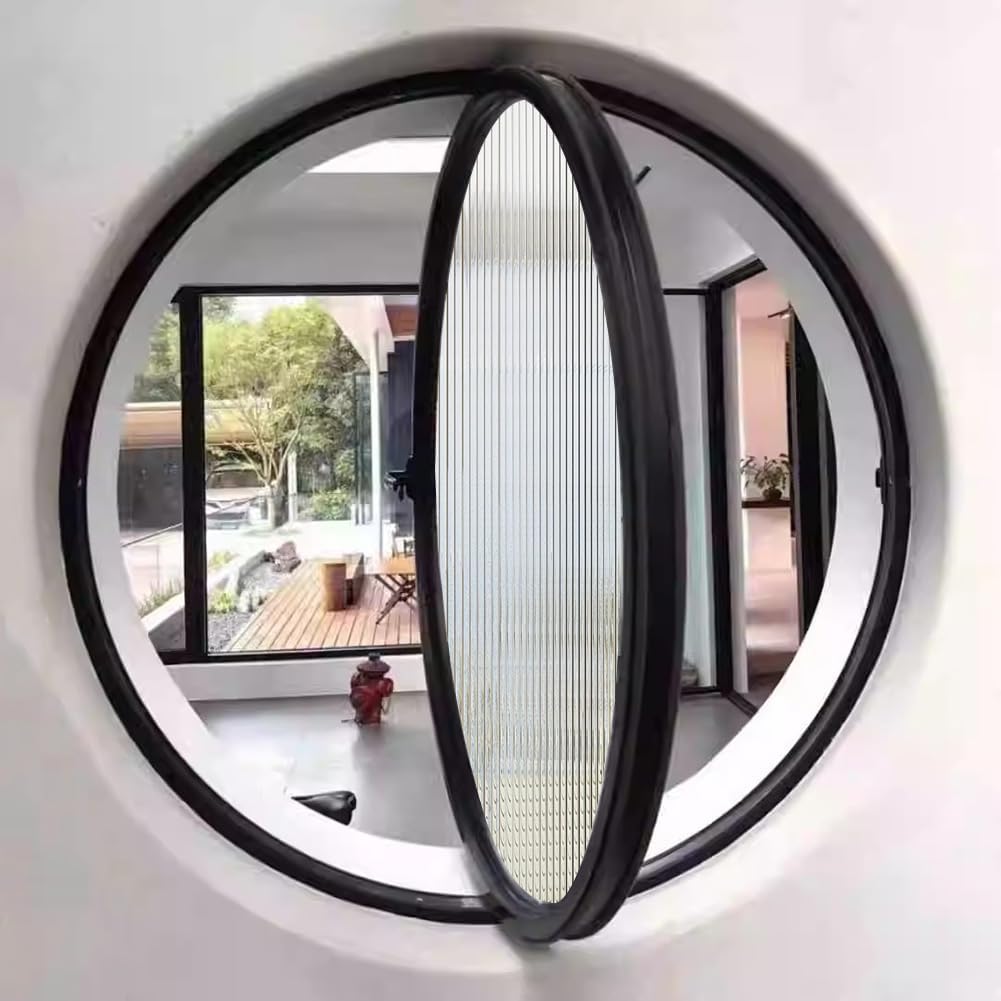 Round Rotating Window Aluminum Alloy Window Wall Mounted Tempered Glass Porthole With Handle Decorative Casement Window For Kitchen And Home, White 3.5cm/21.6"