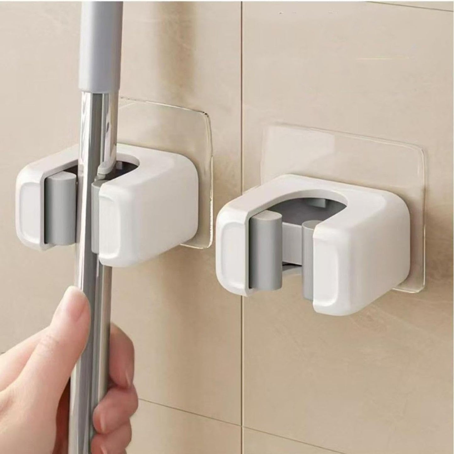  Lot De 2 Supports De Balai Adhésifs Robustes Peu Encombrants - Support Mural Solide Pour Balai Et Balai - Rangement à Outils Pour Cuisine, Salle De Bain, Garage, Buanderie, Camping-car