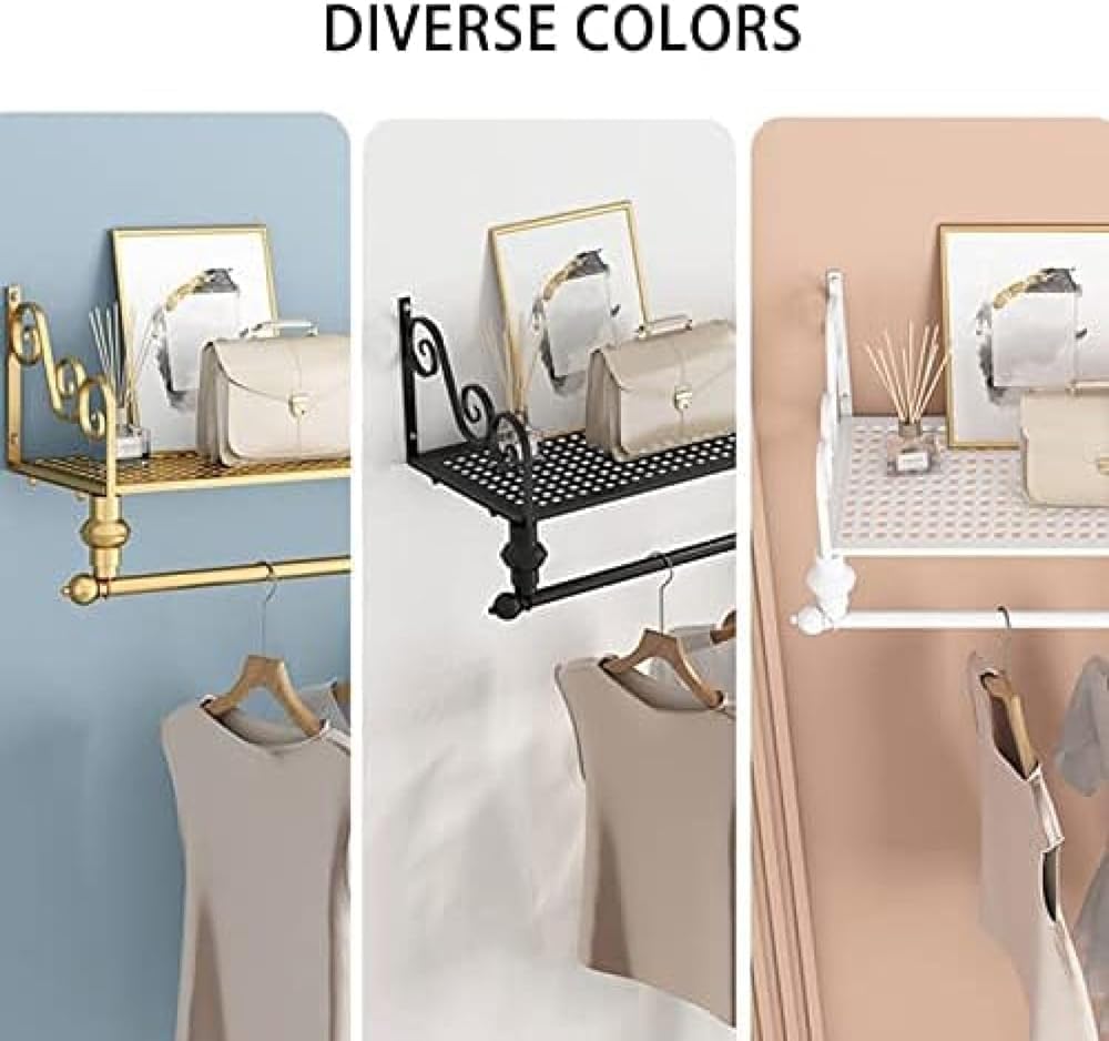 GENERIC Tringle à Vêtements Murale – Étagère De Rangement Multifonction Pour Vêtements Et Présentoirs, Idéale Pour Les Magasins De Vêtements Et L'organisation De La Maison