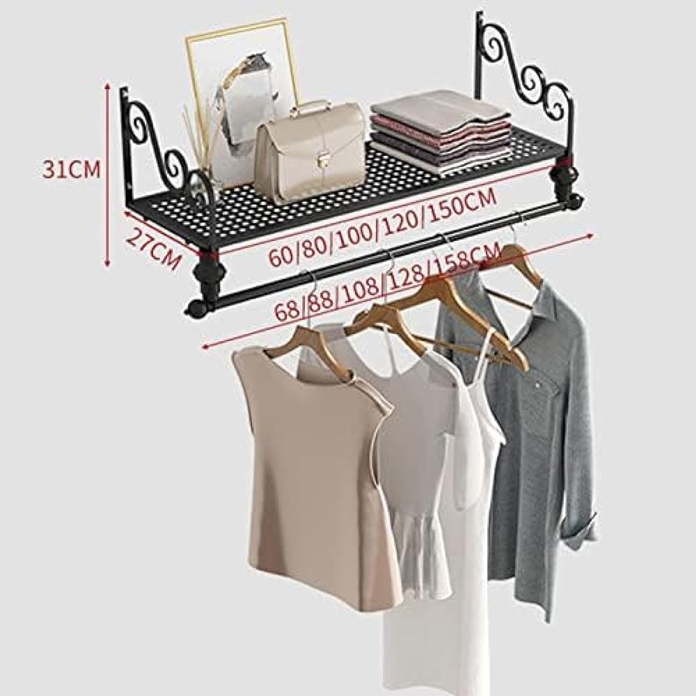 GENERIC Tringle à Vêtements Murale – Étagère De Rangement Multifonction Pour Vêtements Et Présentoirs, Idéale Pour Les Magasins De Vêtements Et L'organisation De La Maison
