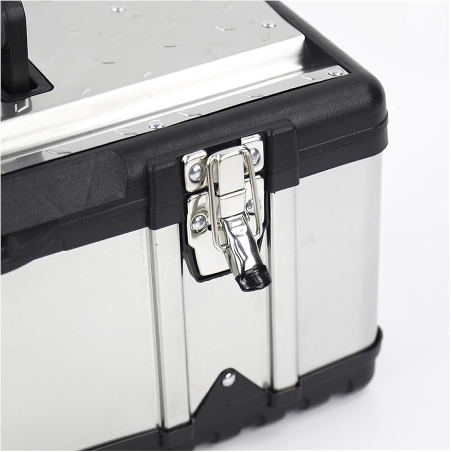  Coffret à Outils Boîte à Outils En Acier Inoxydable épais, Boîte De Rangement, Loquet Métal, Des Et Plateau Amovible, Poignée Antidérapante (4 Tailles)(Silver,Moyen)