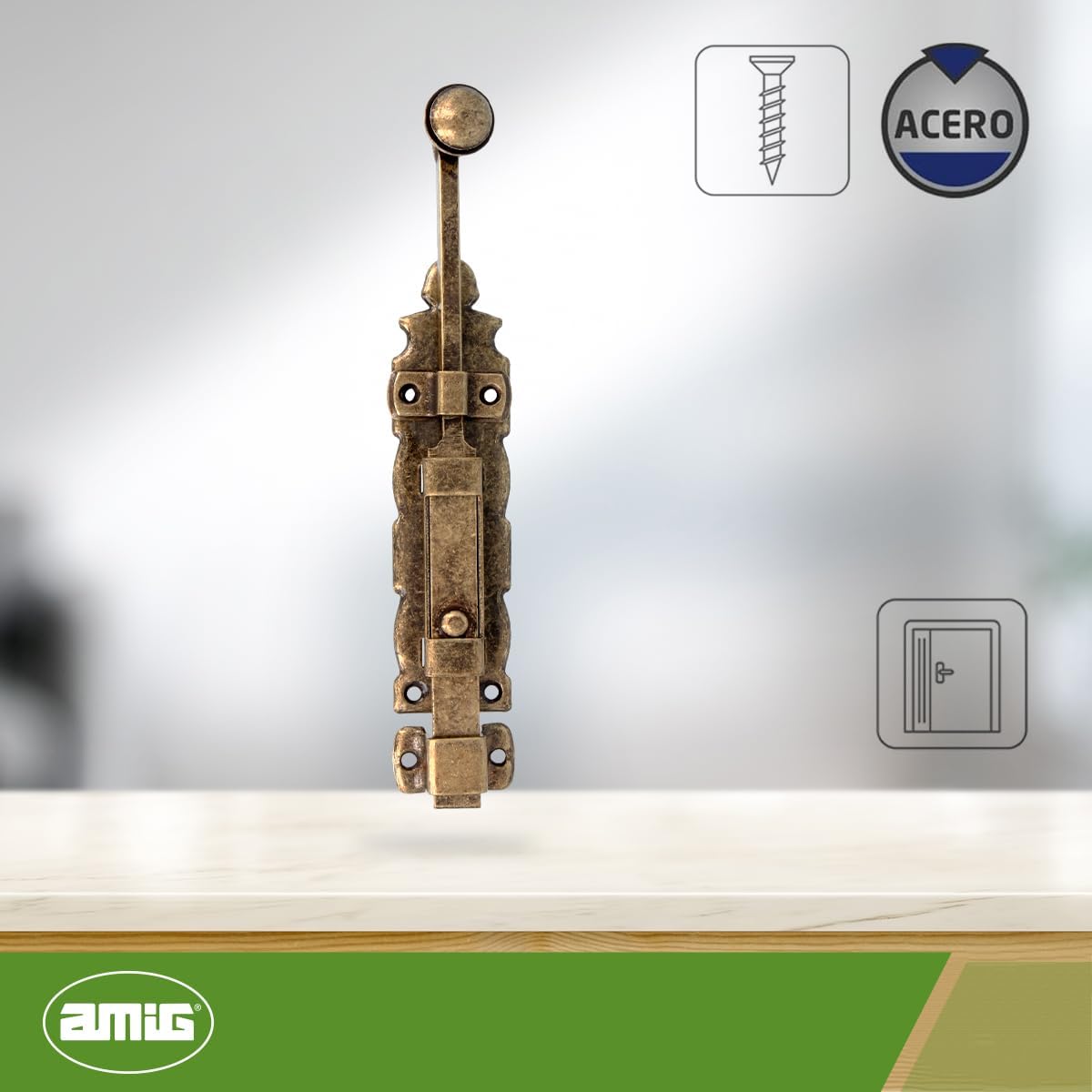  Amig - Loquet De Fenêtre - Modèle 411 - Acier Avec Tige En Zamak - 150 Mm - Largeur : 35 Mm - Idéal Pour Les Fenêtres