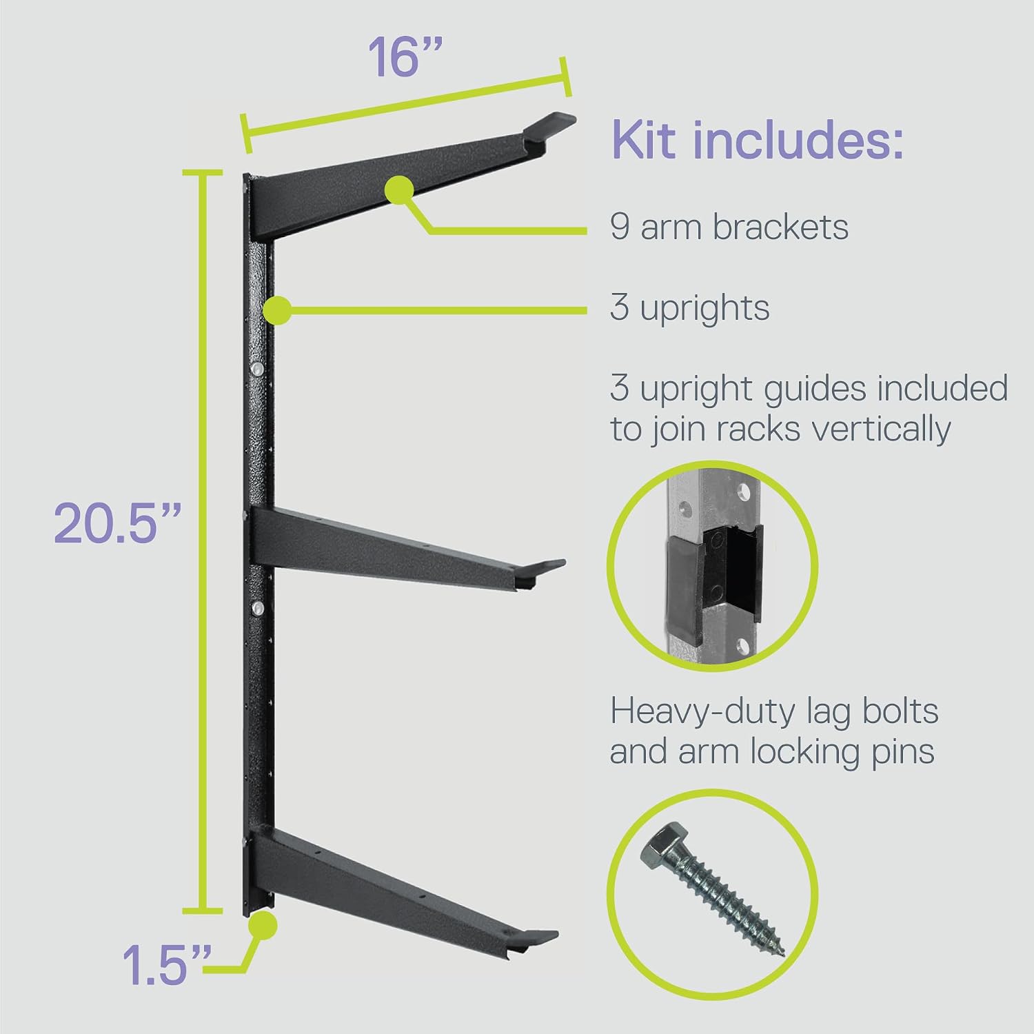  Delta Cycle Étagère De Rangement En Bois Robuste Pouvant Supporter Jusqu'à 326,6 Kg – Étagère Large à 3 Niveaux Avec Bras Entièrement Réglables – Solution De Rangement Pour Garage