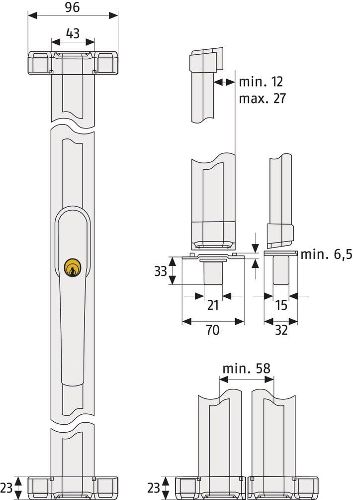  ABUS Set Of Anti-Burglar Bars For Windows FOS/FSA - Locking Bars For FOS550/A, FOS650/A And FSA3550 - 12024 - Length 75 Cm - Pack Of 2 - White