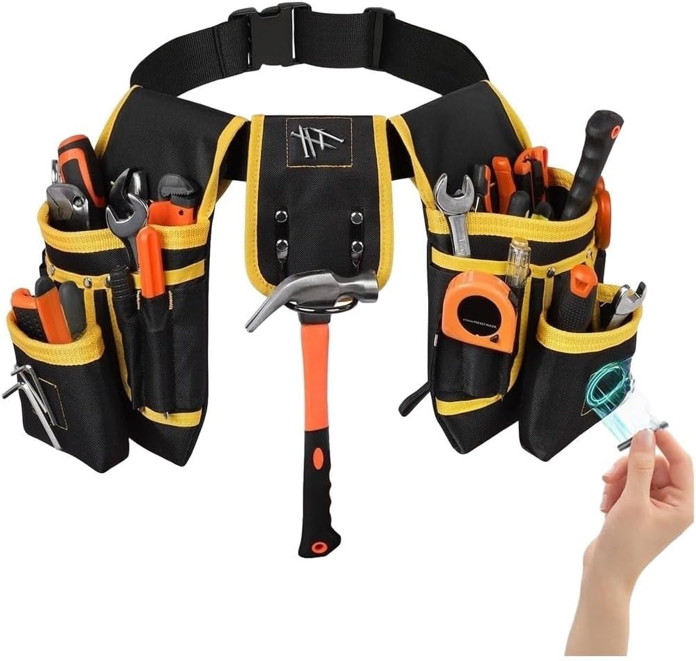  Pochette à Outils Magnétique En Toile Avec Trois Aimants Intégrés Pour Un Rangement Sûr, Ceinture Réglable Qui S'adapte à La Plupart Des Hommes, Design Spacieux Multi-compartiments Pour Entrepreneurs