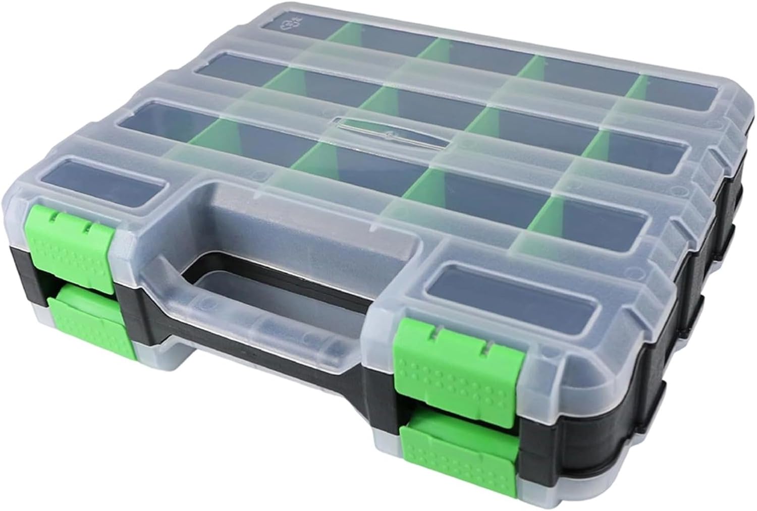  Entgoinggo Boîte De Rangement à Outils Double Face, Avec 34 Compartiments En Polypropylène, Avec Séparateurs Amovibles, Pour Vis, écrous, Boulons, Boîte Transparente, Avec Poignée, Pour Garage