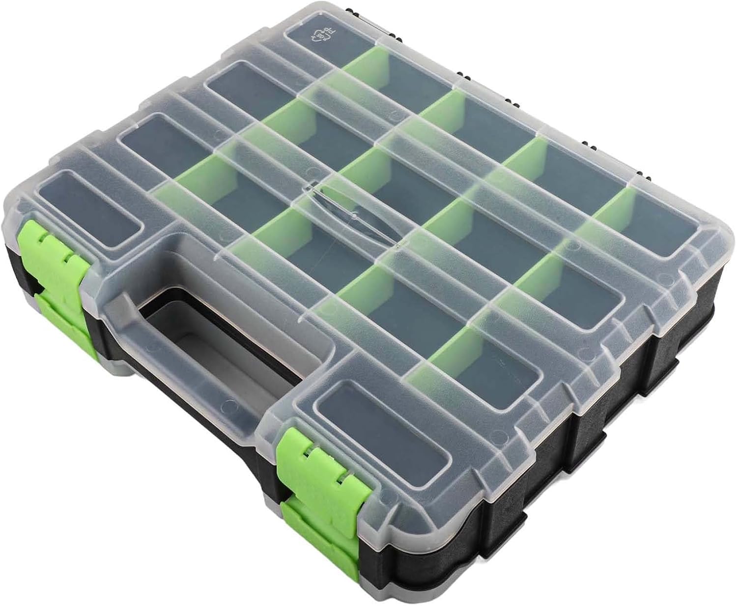  Entgoinggo Boîte De Rangement à Outils Double Face, Avec 34 Compartiments En Polypropylène, Avec Séparateurs Amovibles, Pour Vis, écrous, Boulons, Boîte Transparente, Avec Poignée, Pour Garage