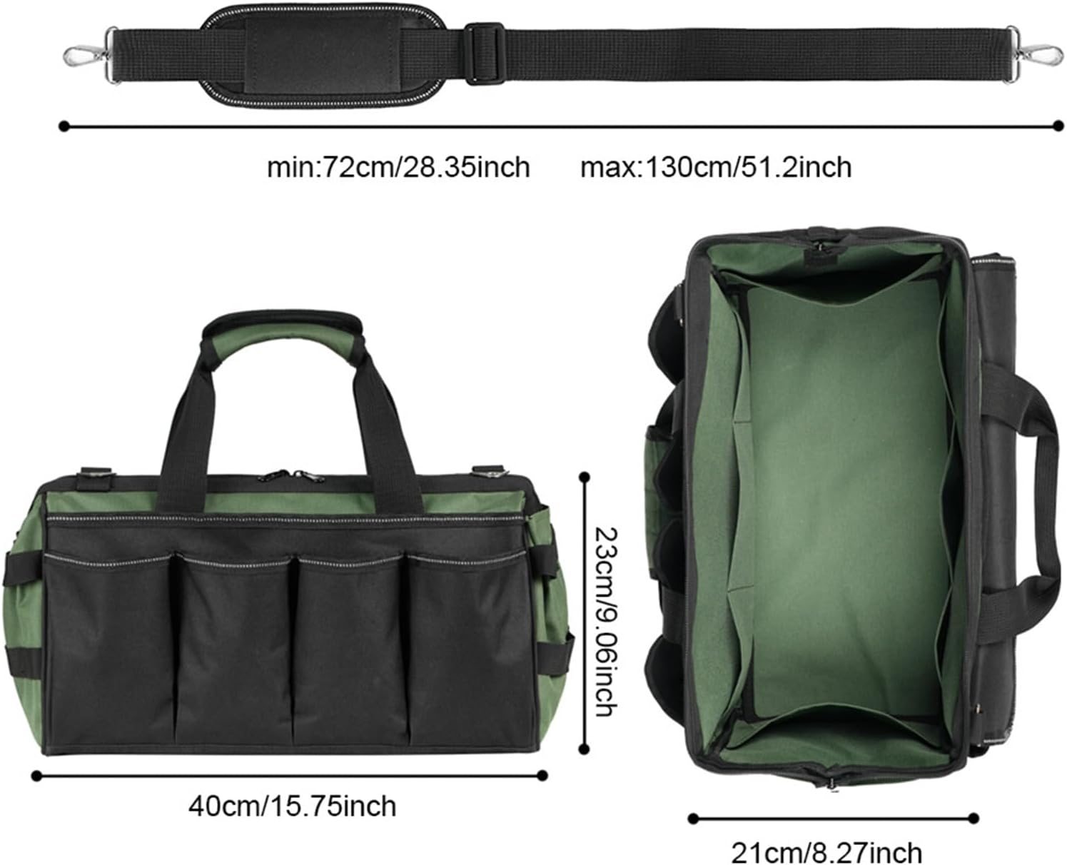  Sac De Stockage D'Outils - Porte-Outils Robuste Avec 16 Poches,Sac À Outils Zippé Avec Bretelle - Pour Hommes Père Mari Mécanicien Plombier Charpentier Garage Construction Réparation