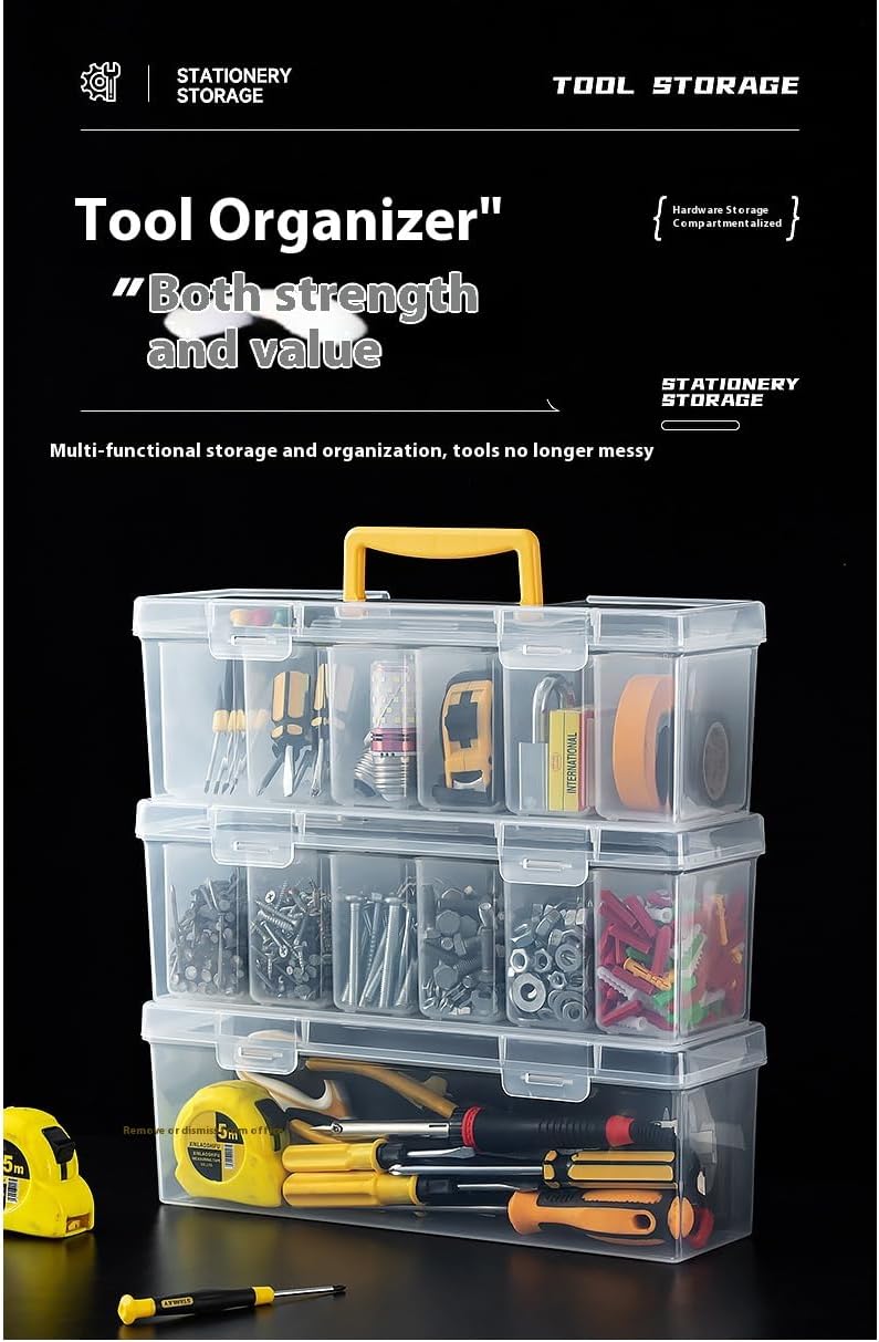  Boîte De Rangement à Outils Multifonction Avec Compartiment Amovible, étui Compact Et Portable Pour La Maison, Le Garage, La Voiture, La Maison