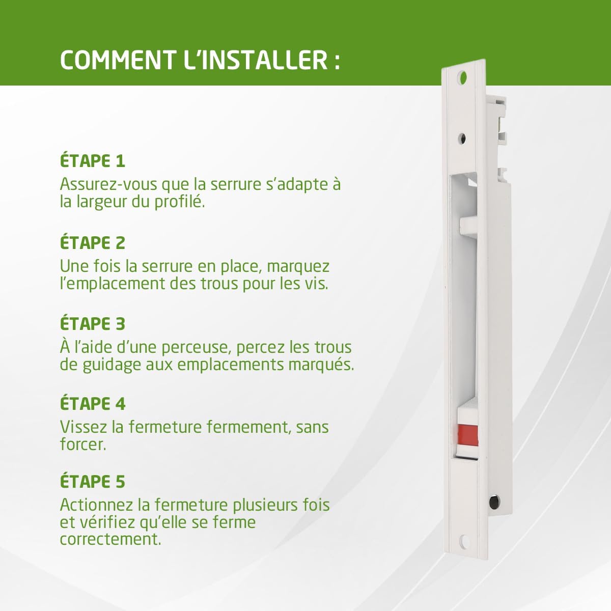  Amig - Recessed Lock For Windows And Sliding Doors In Aluminium - Recessed Hook Lock - Dimensions: 174 X 23 Mm - Colour White - Square Edge - Installation With Screws