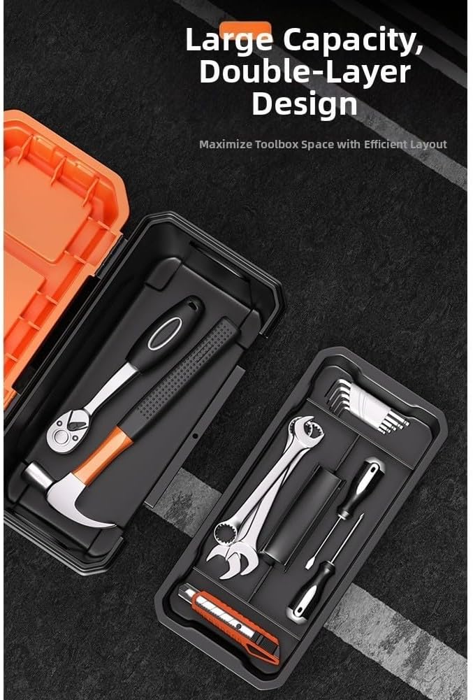  Boîte à Outils Double Couche Avec Nervures Renforcées Pour Le Rangement Et La Réparation Des Outils D'électricien, étui En Polypropylène Avec Bacs Pour Accessoires D'atelier à Domicile (48,3 Cm)
