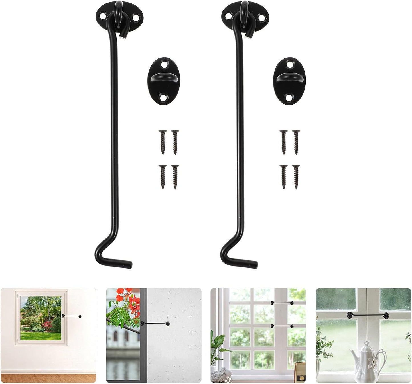  Healvian Crochets De Verrouillage De Fenêtre Solides Et Résistants En Acier Inoxydable Noir Lot De 2 Pour Sécuriser Fenêtres Coulissantes