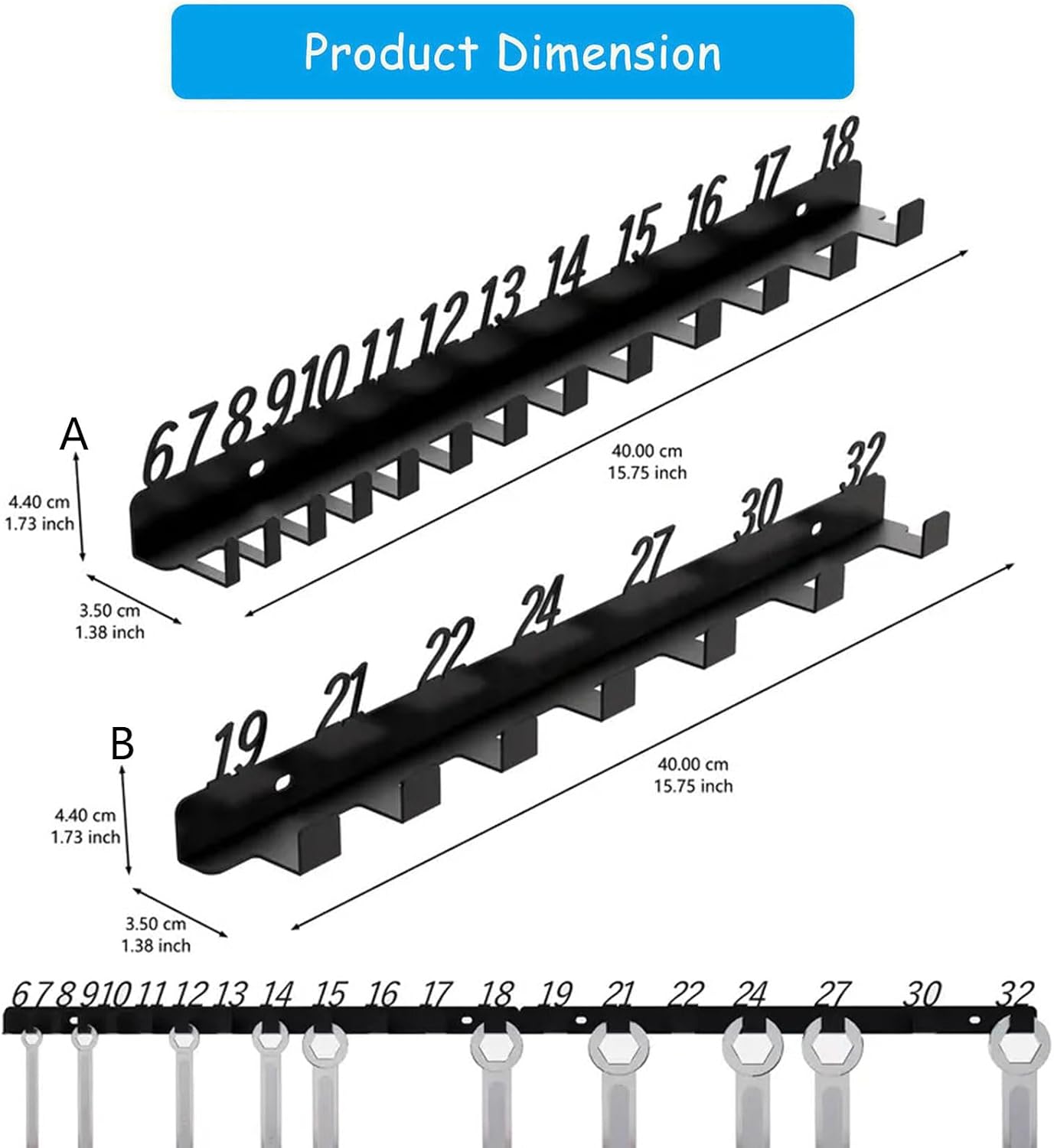  Support De Rangement Pour Clés De Garage, Emplacements Numérotés 6-18, 19-32, 6-32, Durables En Métal, Porte-outils, Emplacements Numérotés, Rangement De Vis