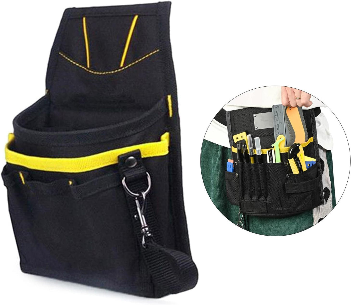  Sac à Outils Portable En Tissu Oxford Pour Voiture Avec Ceinture De Taille, Sacs De Rangement Portables Teintés Pour Fenêtre, Sac à Outils, Pochette Utilitaire Pour Homme